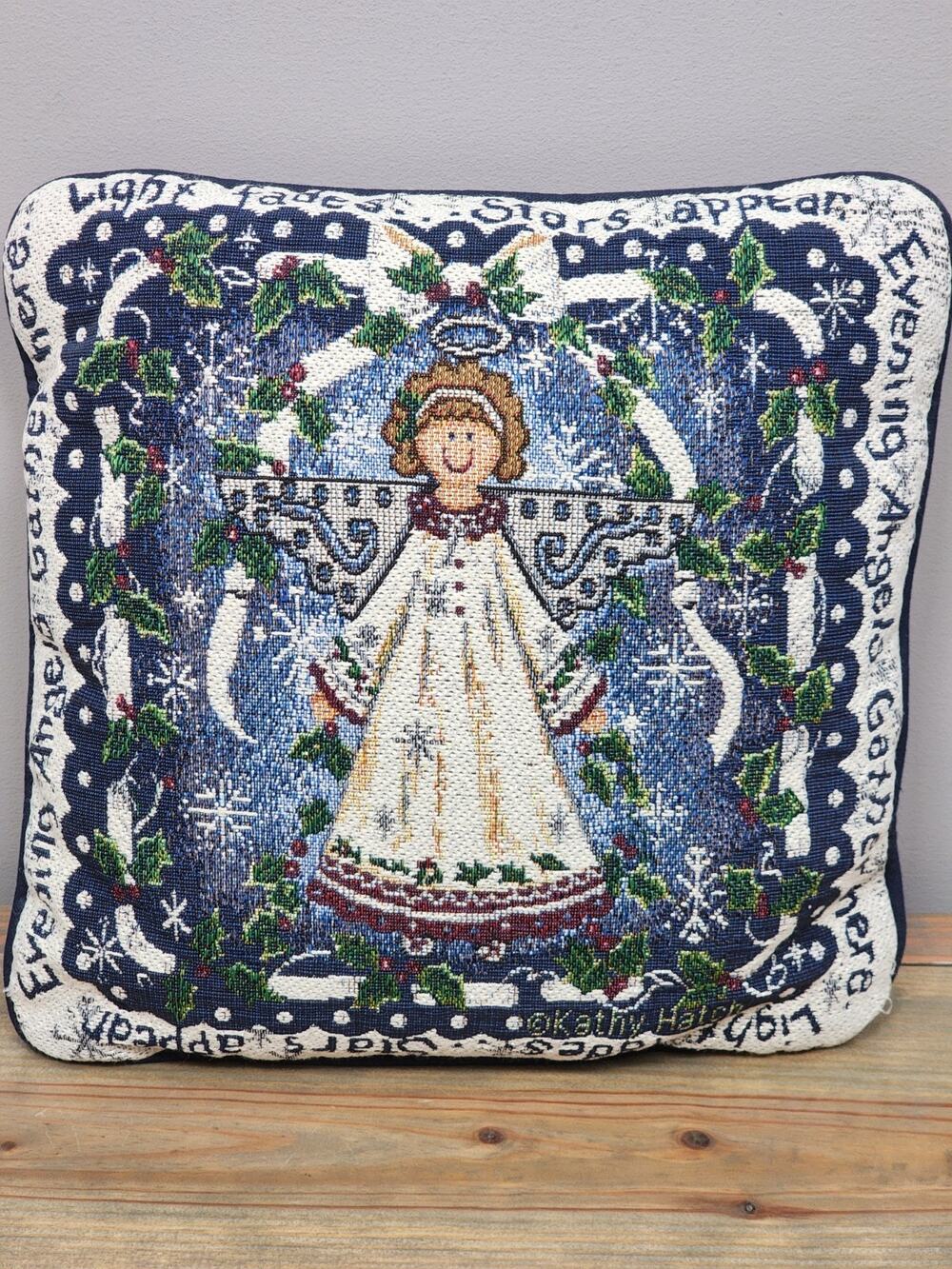 Christmas Angel Tapestry Throw Pillow 10” X 10”